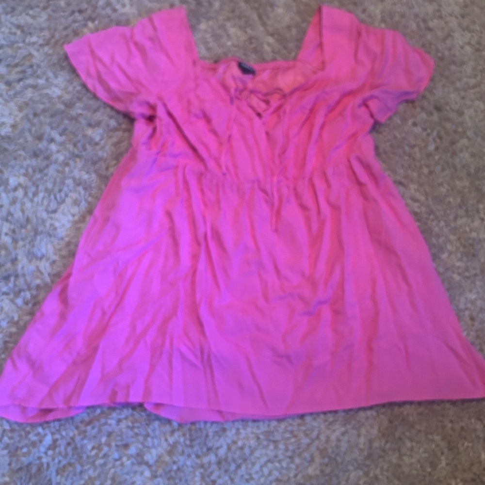 Torrid Cap Sleeved Square Neck Tie Front Empire Waist Hi-Low Hem Dress / 2